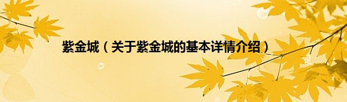 紫金城（关于紫金城的基本详情介绍）
