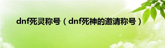 dnf死灵称号（dnf死神的邀请称号）