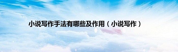 小说写作手法有哪些及作用（小说写作）