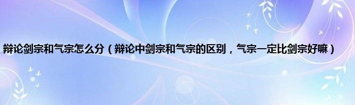辩论剑宗和气宗怎么分（辩论中剑宗和气宗的区别，气宗一定比剑宗好嘛）