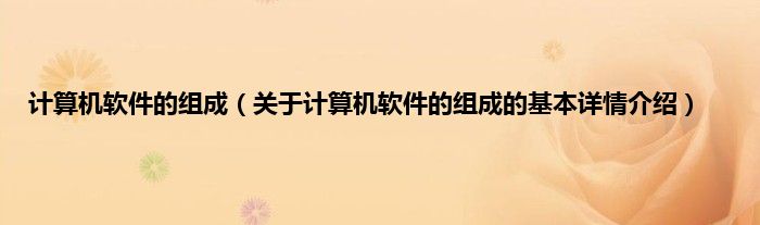 计算机软件的组成（关于计算机软件的组成的基本详情介绍）