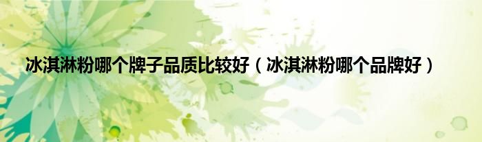 冰淇淋粉哪个牌子品质比较好（冰淇淋粉哪个品牌好）