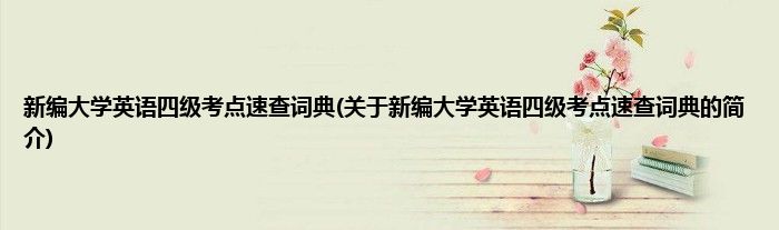 新编大学英语四级考点速查词典(关于新编大学英语四级考点速查词典的简介)