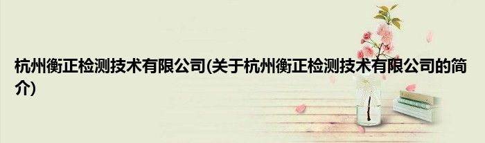 杭州衡正检测技术有限公司(关于杭州衡正检测技术有限公司的简介)