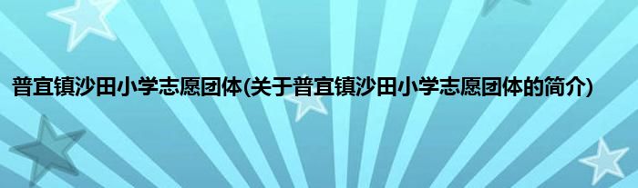 普宜镇沙田小学志愿团体(关于普宜镇沙田小学志愿团体的简介)