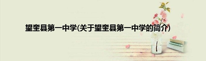 望奎县第一中学(关于望奎县第一中学的简介)