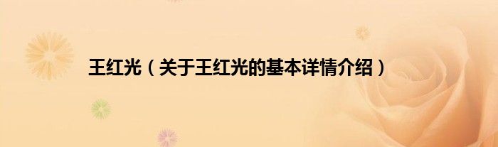 王红光（关于王红光的基本详情介绍）