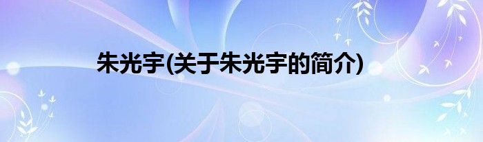 朱光宇(关于朱光宇的简介)