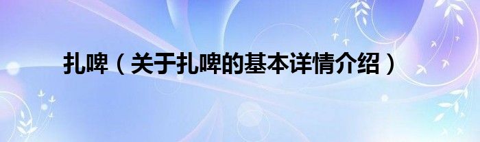 扎啤（关于扎啤的基本详情介绍）