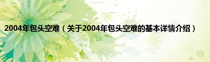 2004年包头空难（关于2004年包头空难的基本详情介绍）