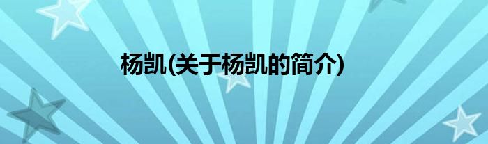 杨凯(关于杨凯的简介)