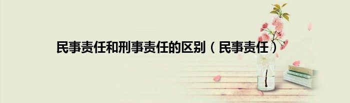 民事责任和刑事责任的区别（民事责任）