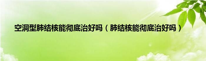 空洞型肺结核能彻底治好吗（肺结核能彻底治好吗）