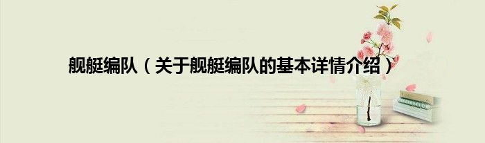 舰艇编队（关于舰艇编队的基本详情介绍）