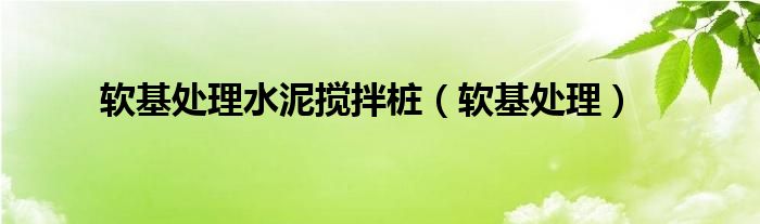软基处理水泥搅拌桩（软基处理）