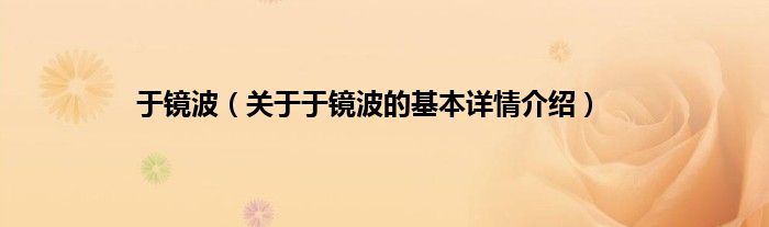 于镜波（关于于镜波的基本详情介绍）