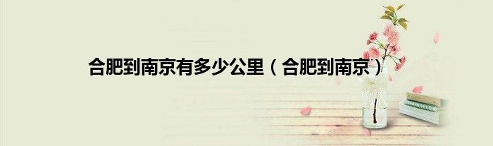 合肥到南京有多少公里（合肥到南京）