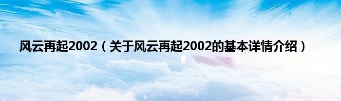 风云再起2002（关于风云再起2002的基本详情介绍）