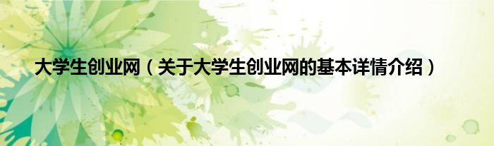 大学生创业网（关于大学生创业网的基本详情介绍）