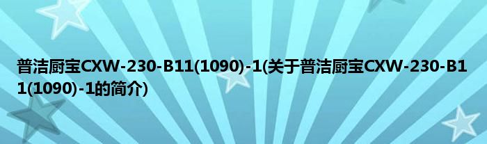 普洁厨宝CXW-230-B11(1090)-1(关于普洁厨宝CXW-230-B11(1090)-1的简介)