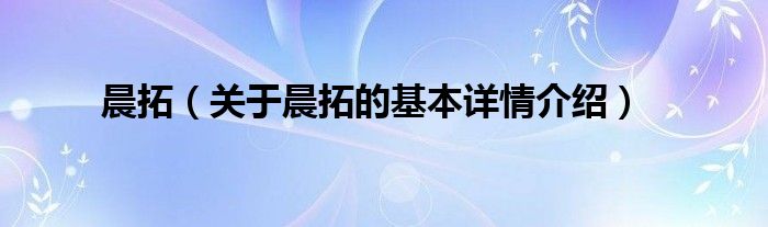 晨拓（关于晨拓的基本详情介绍）