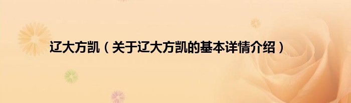 辽大方凯(关于辽大方凯的基本详情介绍)