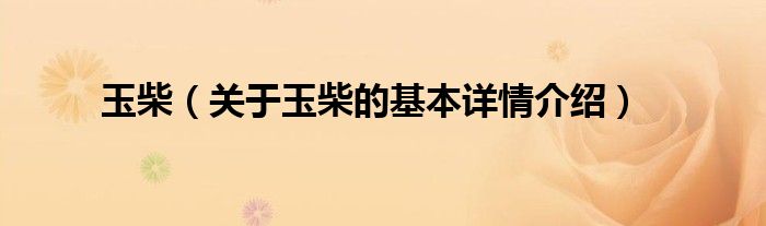 玉柴（关于玉柴的基本详情介绍）