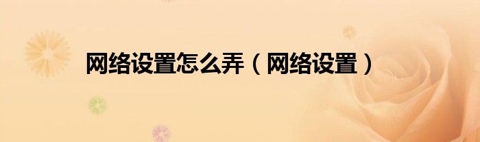 网络设置怎么弄（网络设置）