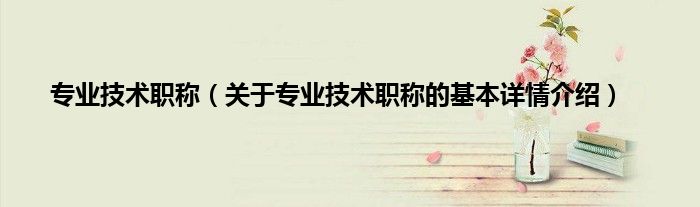 专业技术职称（关于专业技术职称的基本详情介绍）