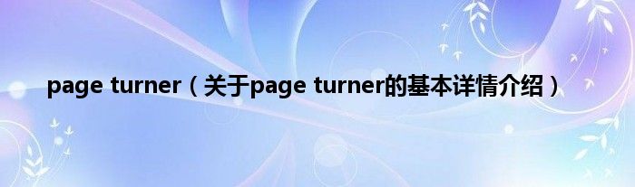 page turner（关于page turner的基本详情介绍）