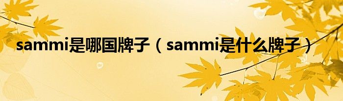 sammi是哪国牌子（sammi是什么牌子）