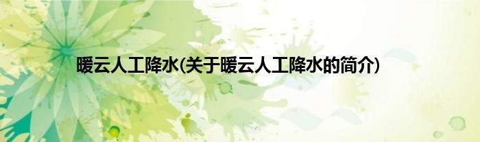 暖云人工降水(关于暖云人工降水的简介)