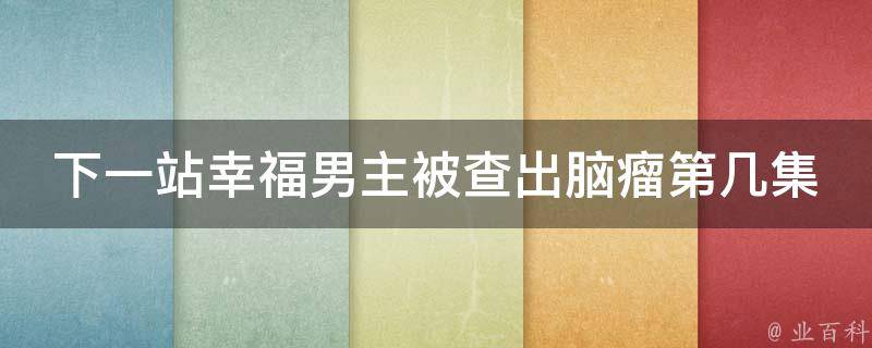 下一站幸福男主被查出脑瘤第几集