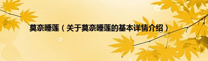 莫奈睡莲（关于莫奈睡莲的基本详情介绍）