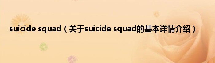 suicide squad（关于suicide squad的基本详情介绍）