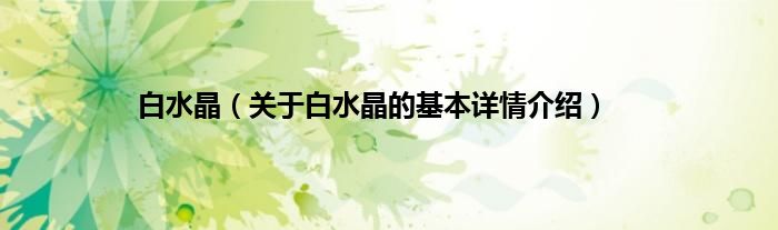 白水晶（关于白水晶的基本详情介绍）