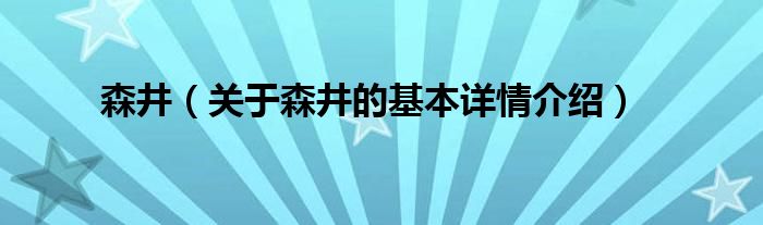 森井（关于森井的基本详情介绍）