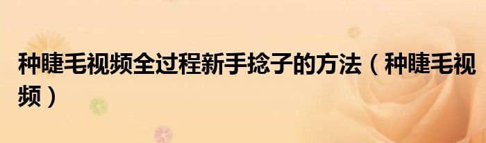 种睫毛视频全过程新手捻子的方法（种睫毛视频）