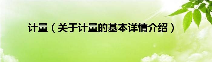 计量（关于计量的基本详情介绍）