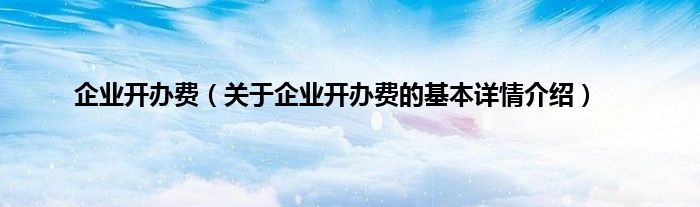 企业开办费（关于企业开办费的基本详情介绍）
